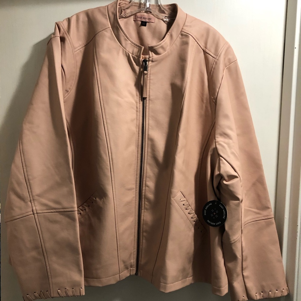 Faux leather jacket, 4x, nude/light blush